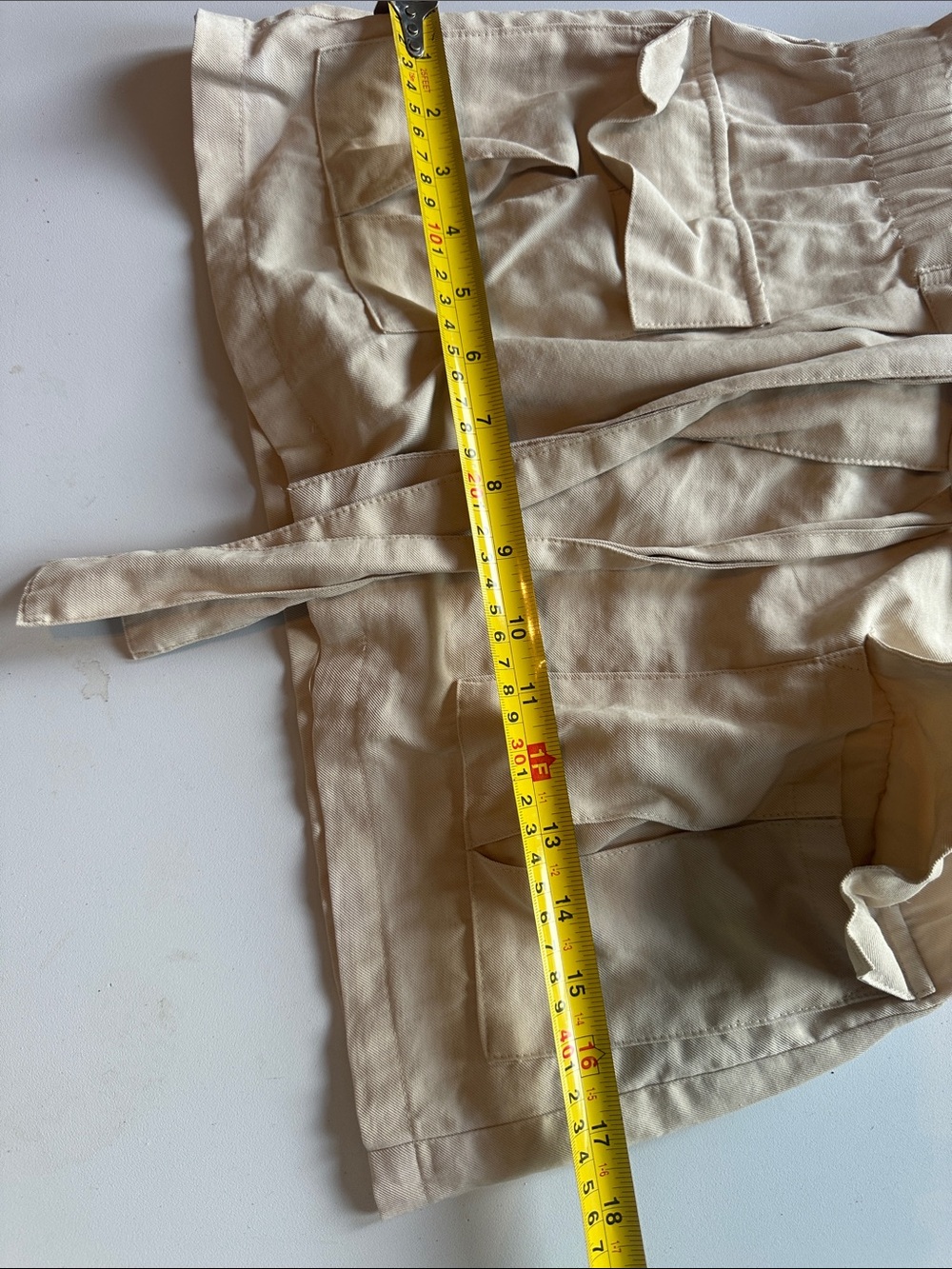Women’s Cream Tie-Waist Utility Jacket with Front Flap Pockets - Picture 13 of 14